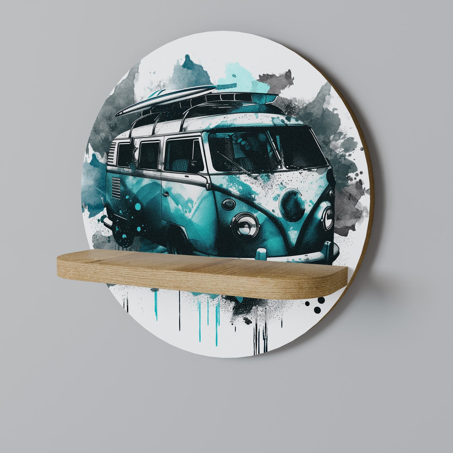 CARAVELLE LEGEND Round Art Shelf In Oak Effect