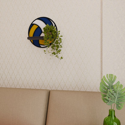 VOLLEYBALL HEED Round Art Shelf In Black Finish