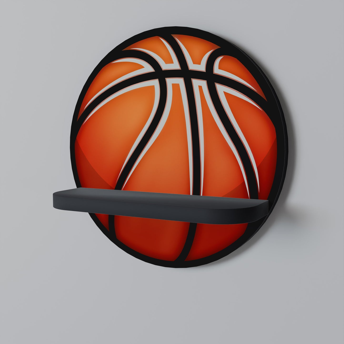 BASKETBALL LUST Round Art Shelf In Black Finish