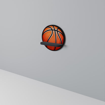 BASKETBALL LUST Round Art Shelf In Black Finish