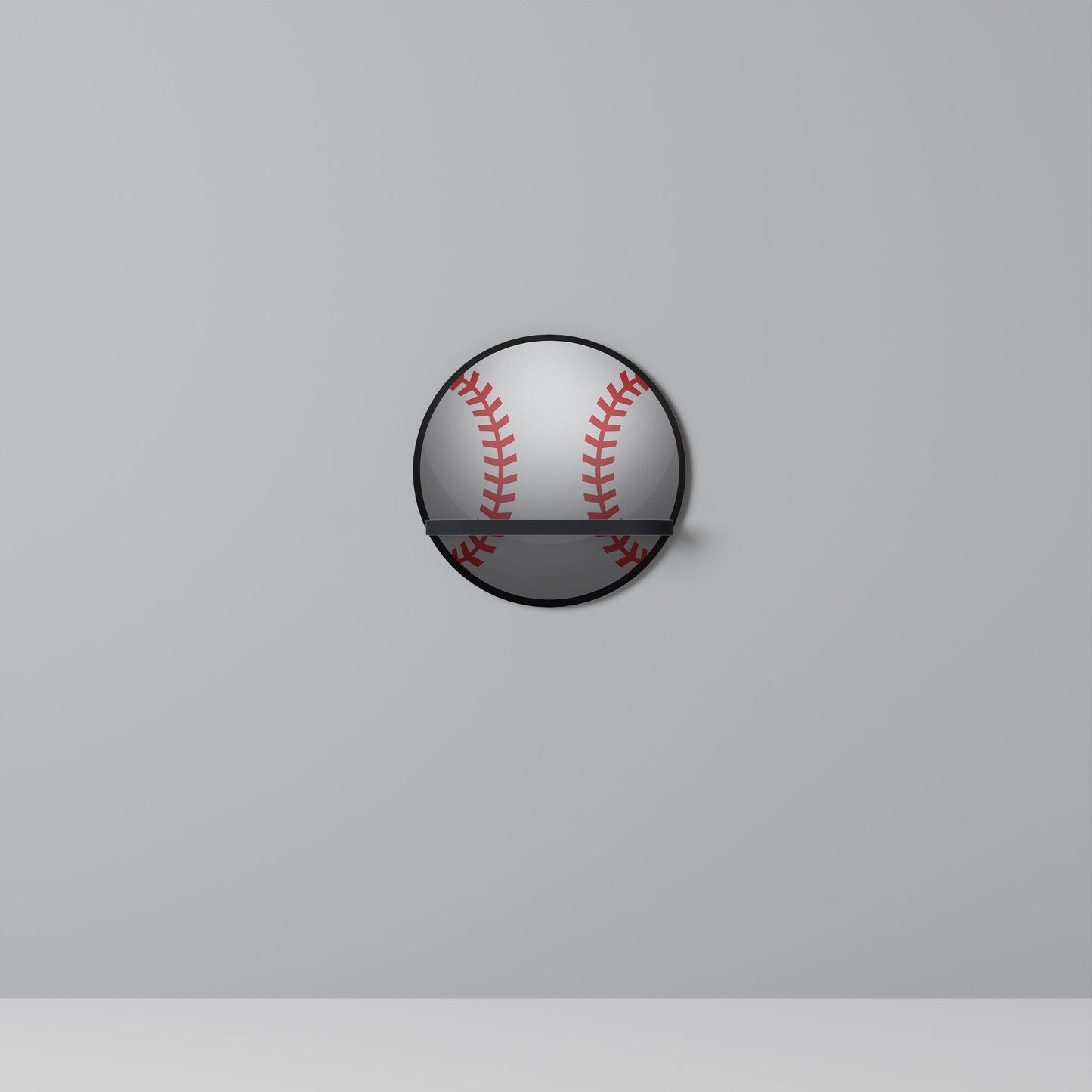 BASEBALL AlLURE Round Art Shelf In Black Finish