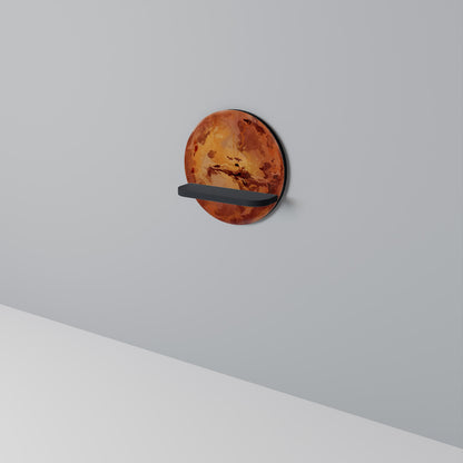 MARS TREAD Round Art Shelf In Black Finish