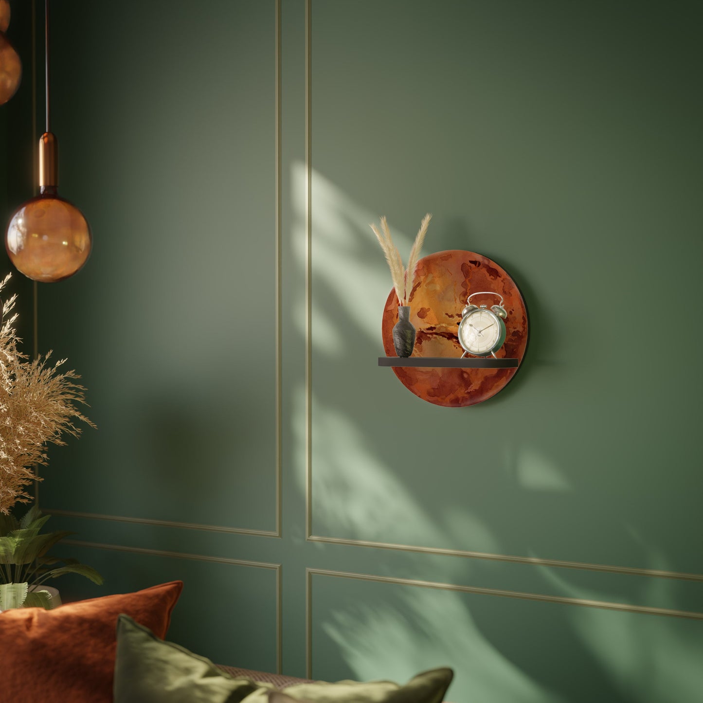 MARS TREAD Round Art Shelf In Black Finish