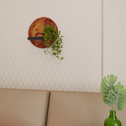 MARS TREAD Round Art Shelf In Black Finish