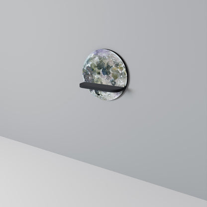 MOON WANDER Round Art Shelf In Black Finish