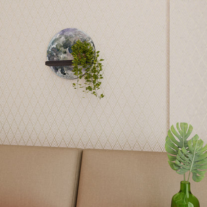 MOON WANDER Round Art Shelf In Black Finish