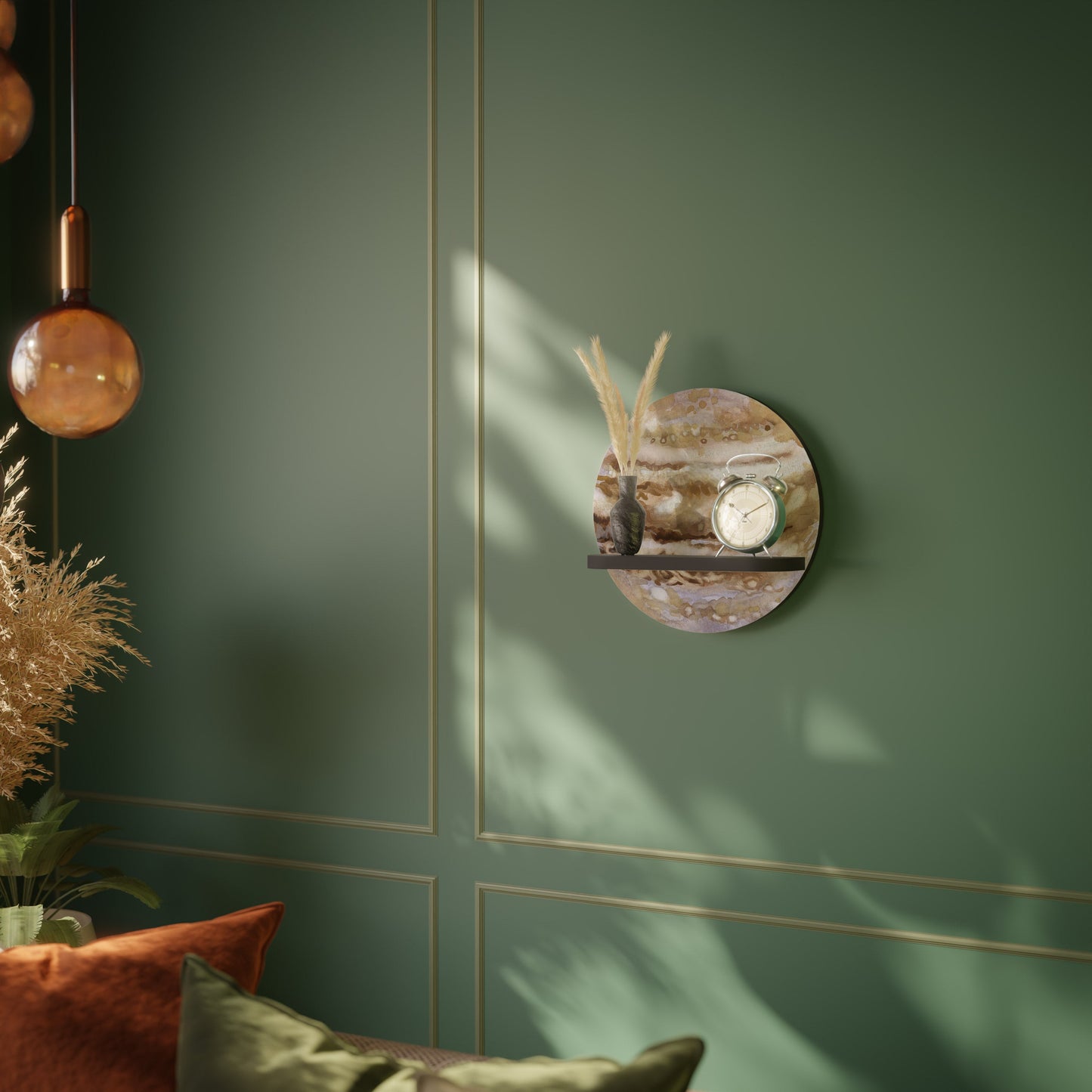 JUPITER WALK Round Art Shelf In Black Finish