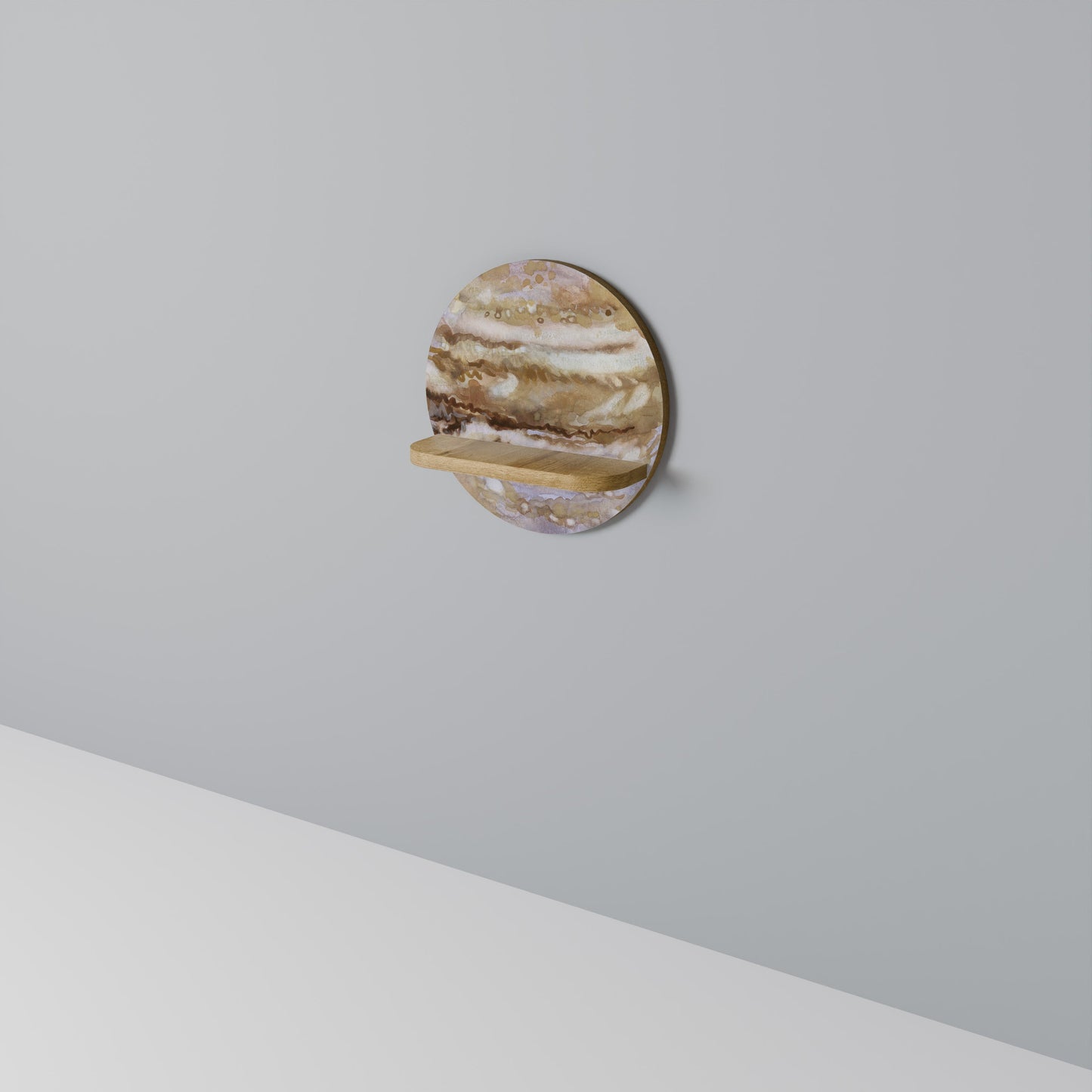 JUPITER WALK Mensola Rotonda Decorativa in Effetto Rovere