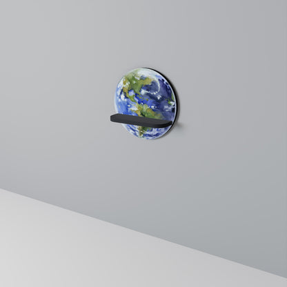 EARTH TROOP Round Art Shelf In Black Finish