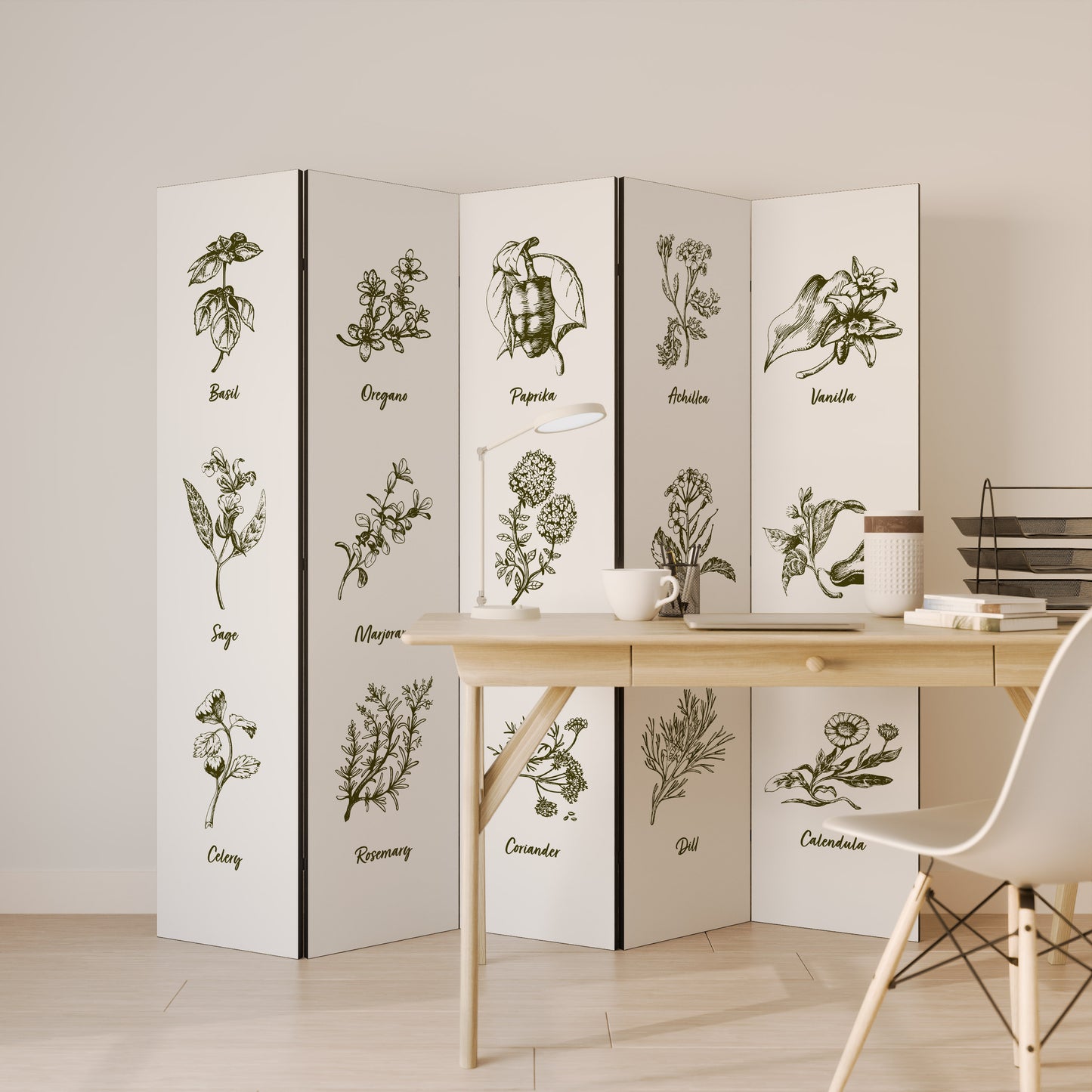 HERBAL FINESSE - ENG Decorative 5-Panel Room Divider