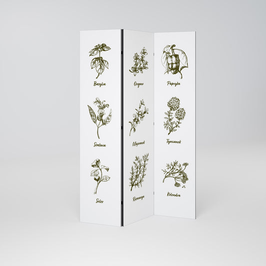 WHISPERS OF WILD HERBS Decorative 3-Panel Room Divider