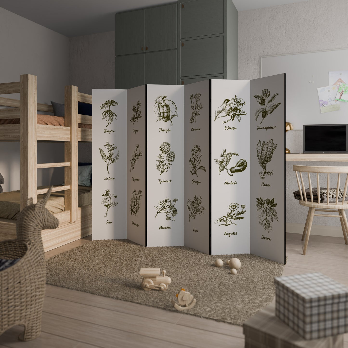 WHISPERS OF WILD HERBS - Divisorio decorativo per ambienti a 6 pannelli