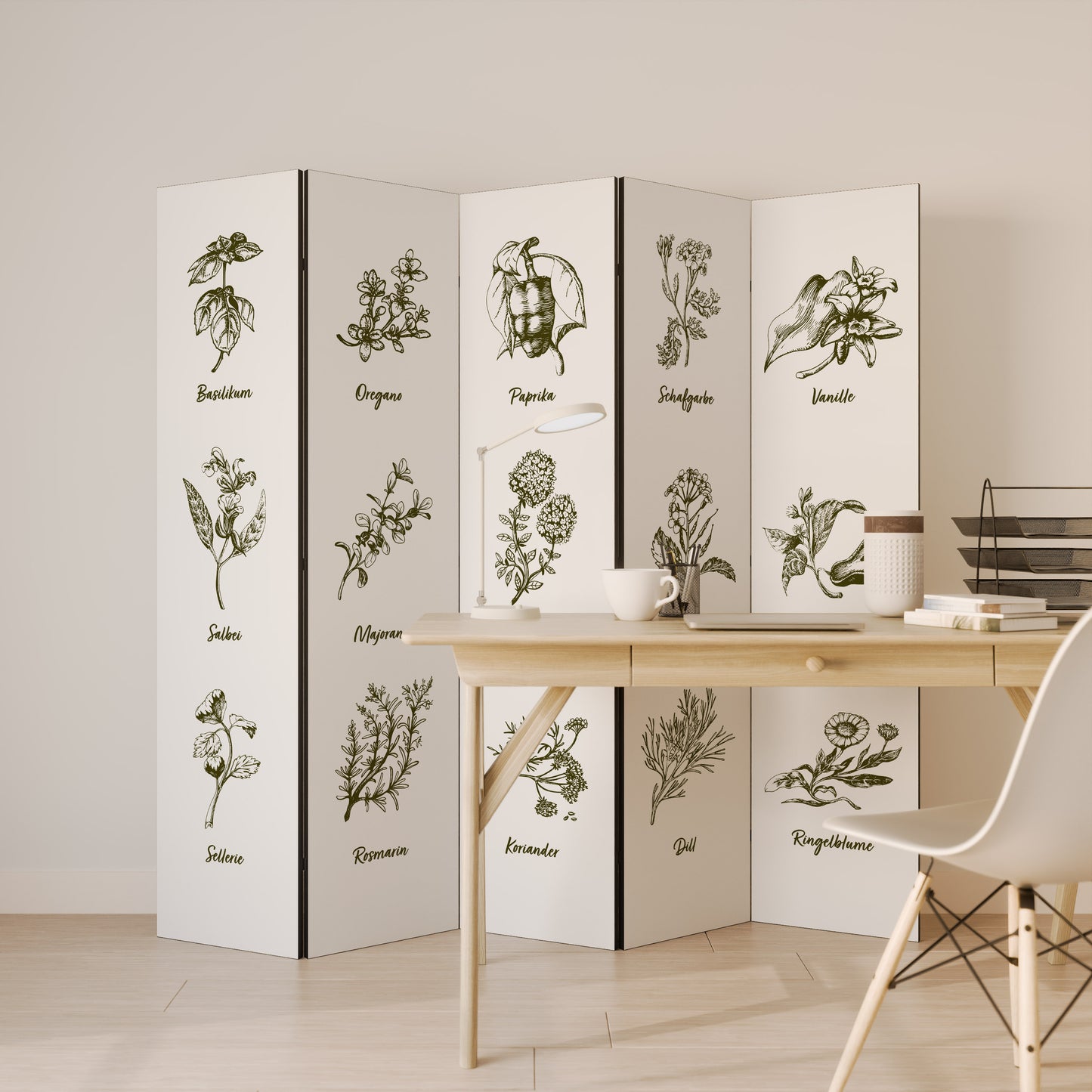 HERBAL FINESSE - DE Decorative 5-Panel Room Divider