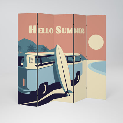 HELLO SUMMER Decorative 5-Panel Room Divider