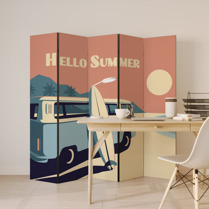 HELLO SUMMER Decorative 5-Panel Room Divider