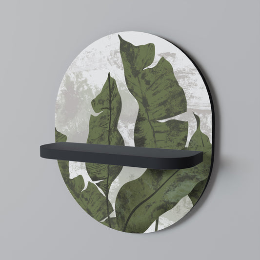 LEAF ECHO Oval Art Shelf In Black Finish