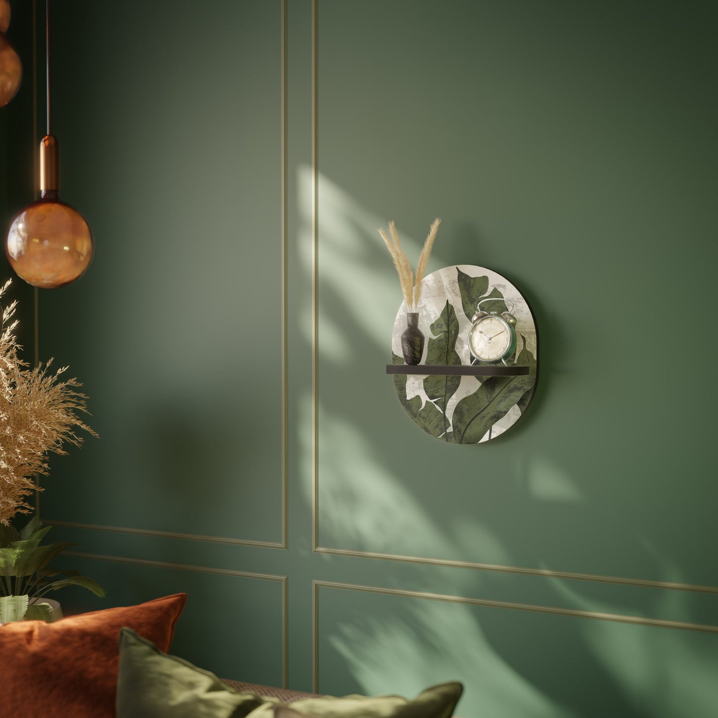 LEAF ECHO Mensola Ovale Decorativa con Finitura Nera