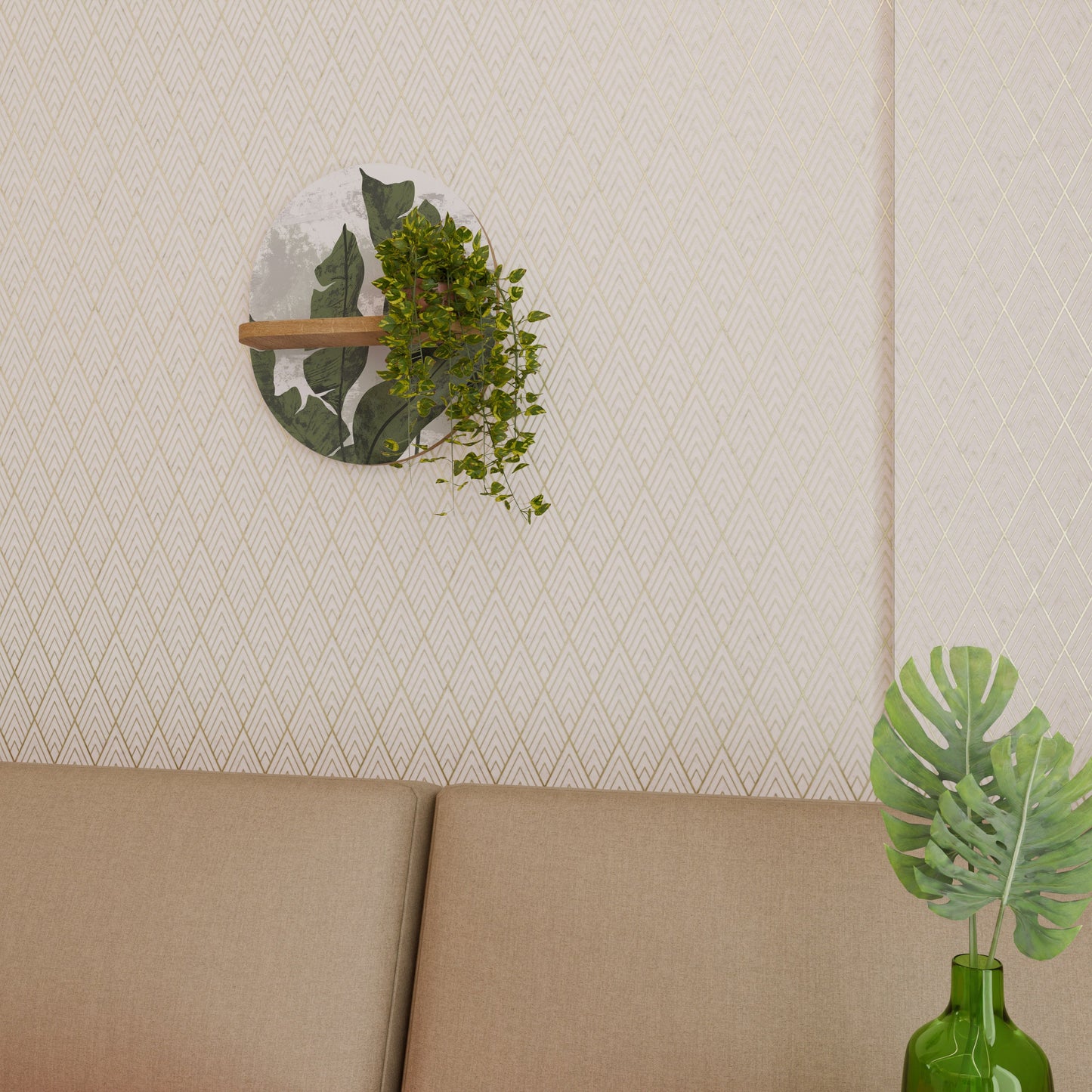 LEAF ECHO Mensola Ovale Decorativa in Effetto Rovere