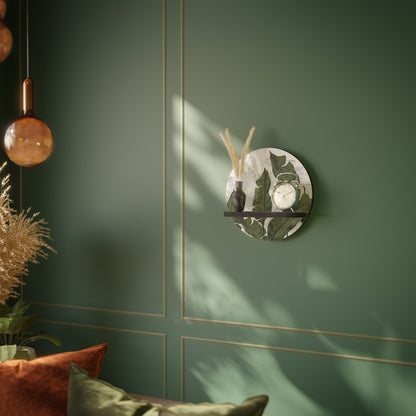 LEAF ECHO Round Art Shelf In Black Finish