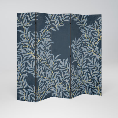 BLUE LEAVES Decorative 5-Panel Room Divider