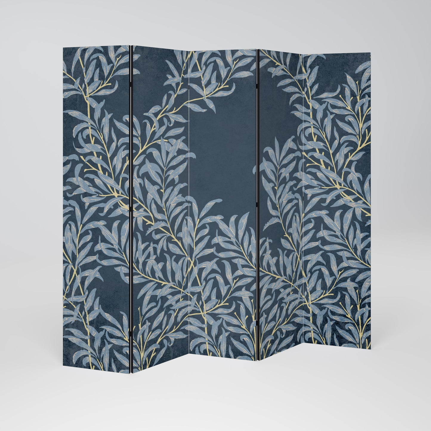 BLUE LEAVES Decorative 5-Panel Room Divider