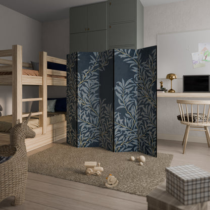 BLUE LEAVES Decorative 5-Panel Room Divider