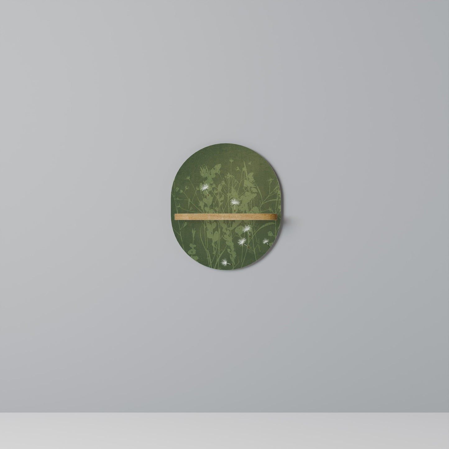 DANDELION HOLD Oval Art Shelf In Oak Effect