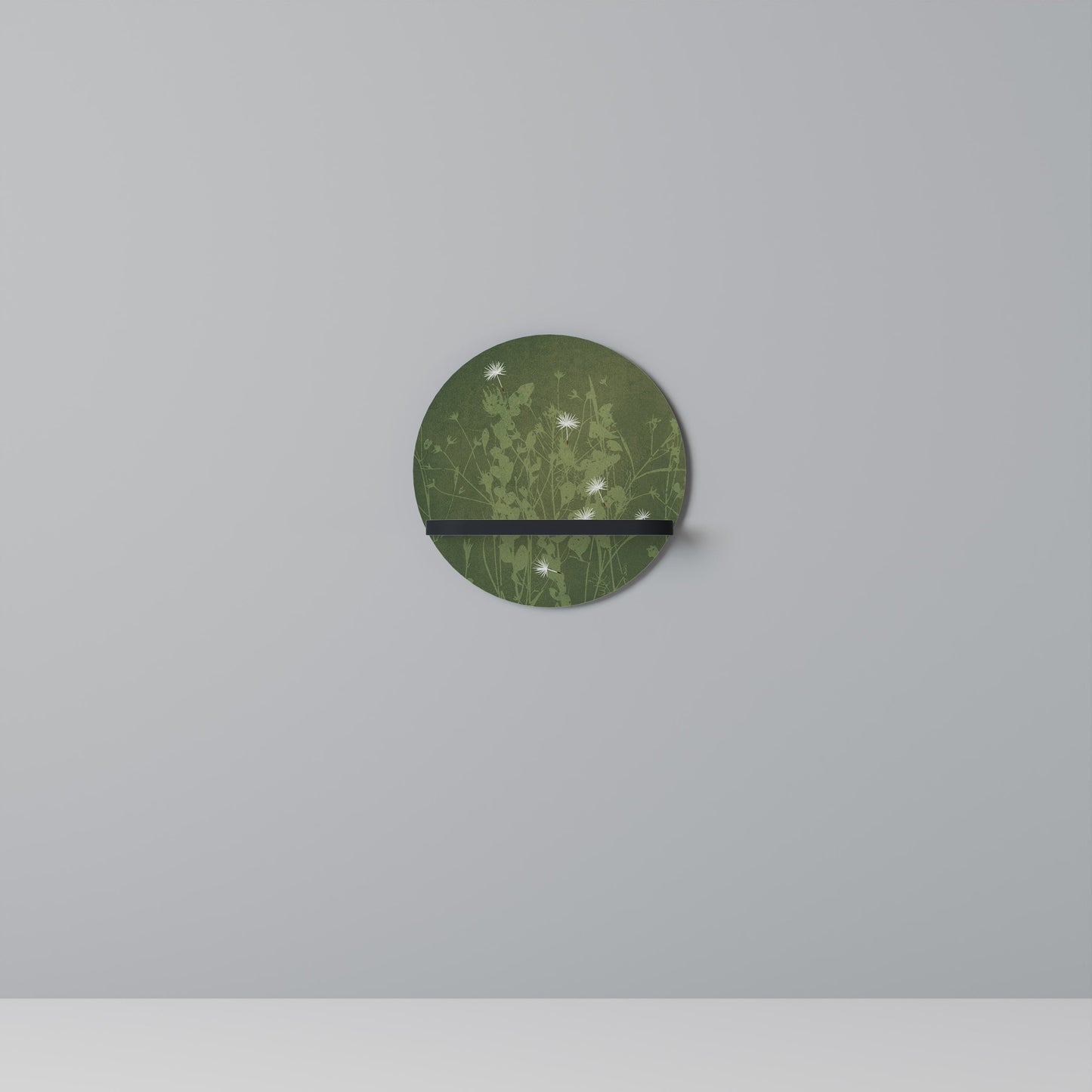 DANDELION HOLD Round Art Shelf In Black Finish