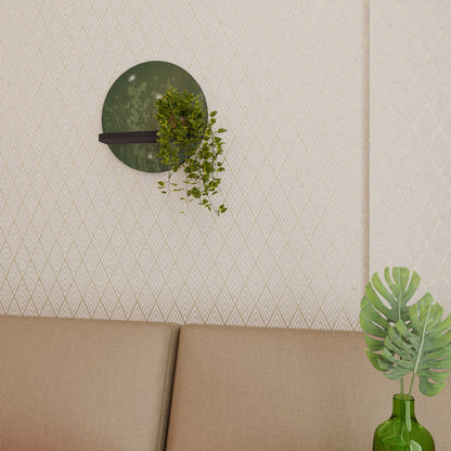 DANDELION HOLD Round Art Shelf In Black Finish