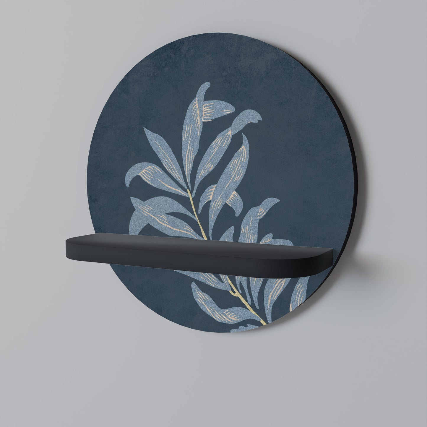 SHADOW BRANCH Round Art Shelf In Black Finish