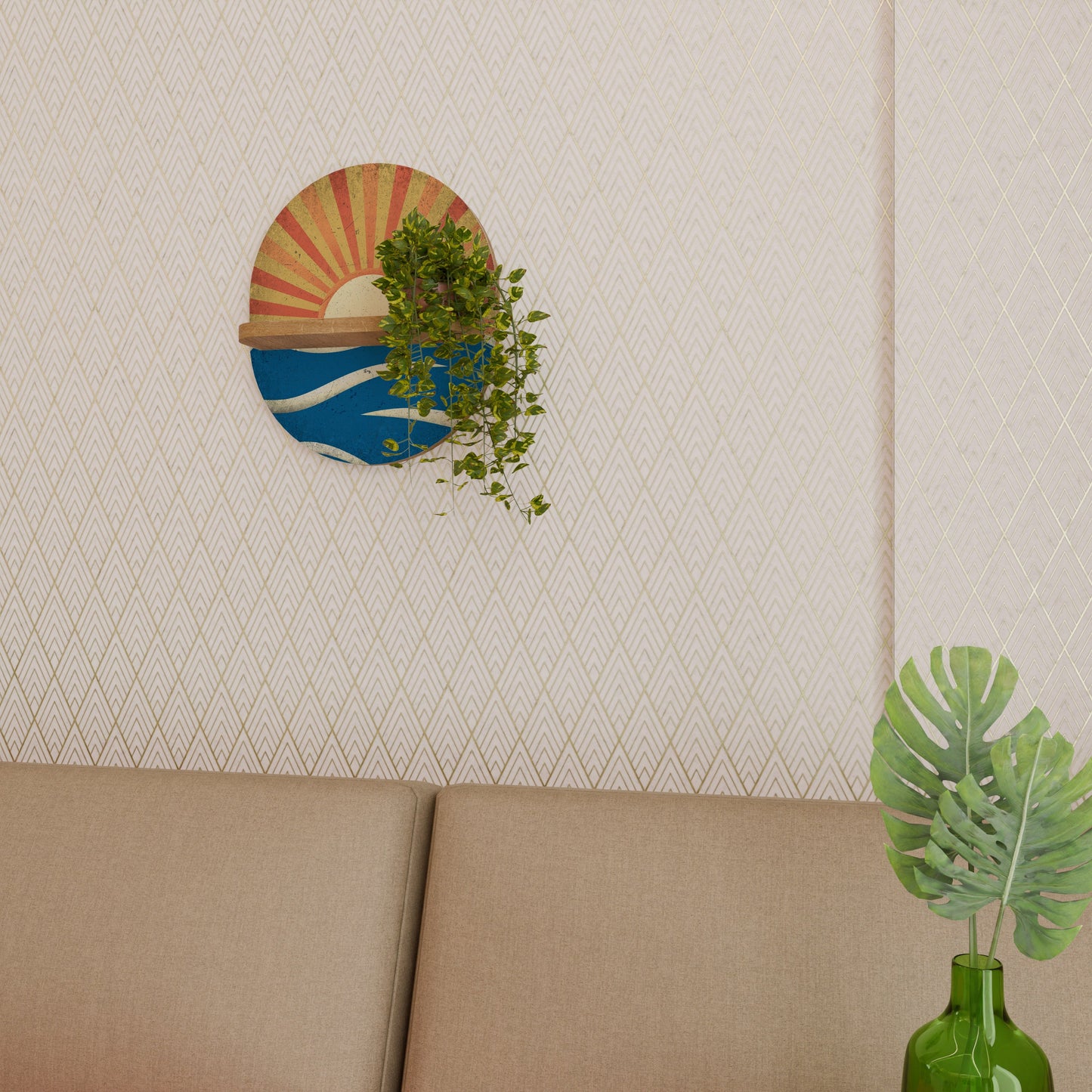 SUNNY SLIDE Mensola Ovale Decorativa in Effetto Rovere