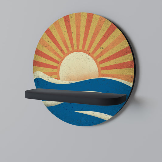 SUNNY SLIDE Round Art Shelf In Black Finish