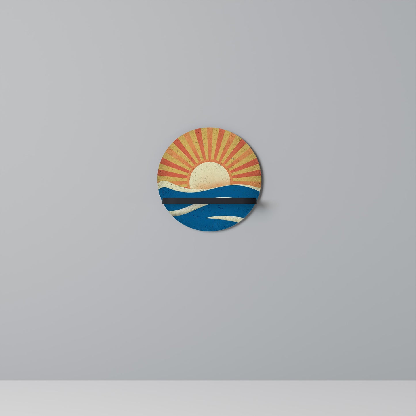 SUNNY SLIDE Round Art Shelf In Black Finish