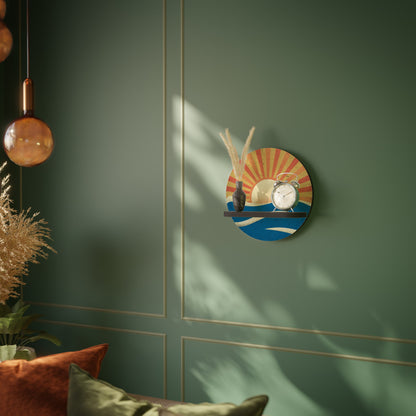 SUNNY SLIDE Round Art Shelf In Black Finish