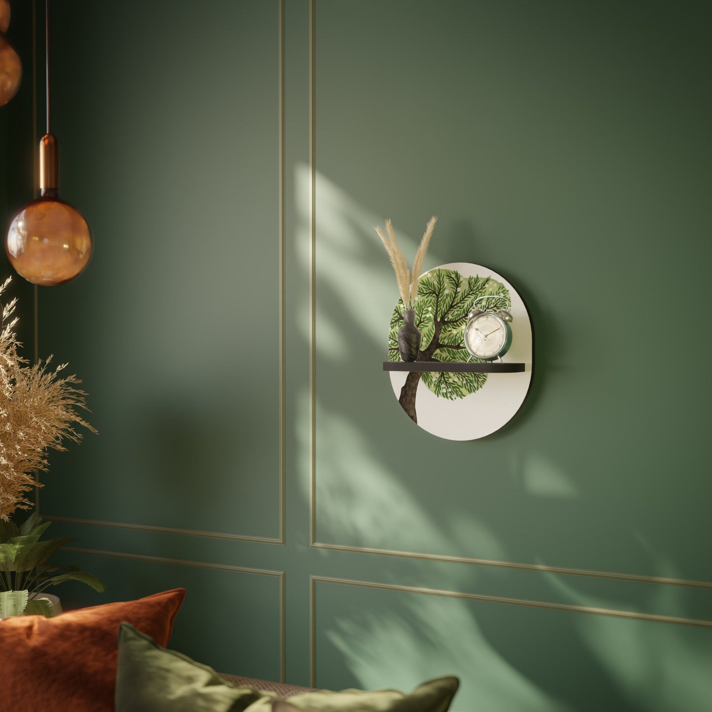 WILDERNESS DASH Oval Art Shelf In Black Finish