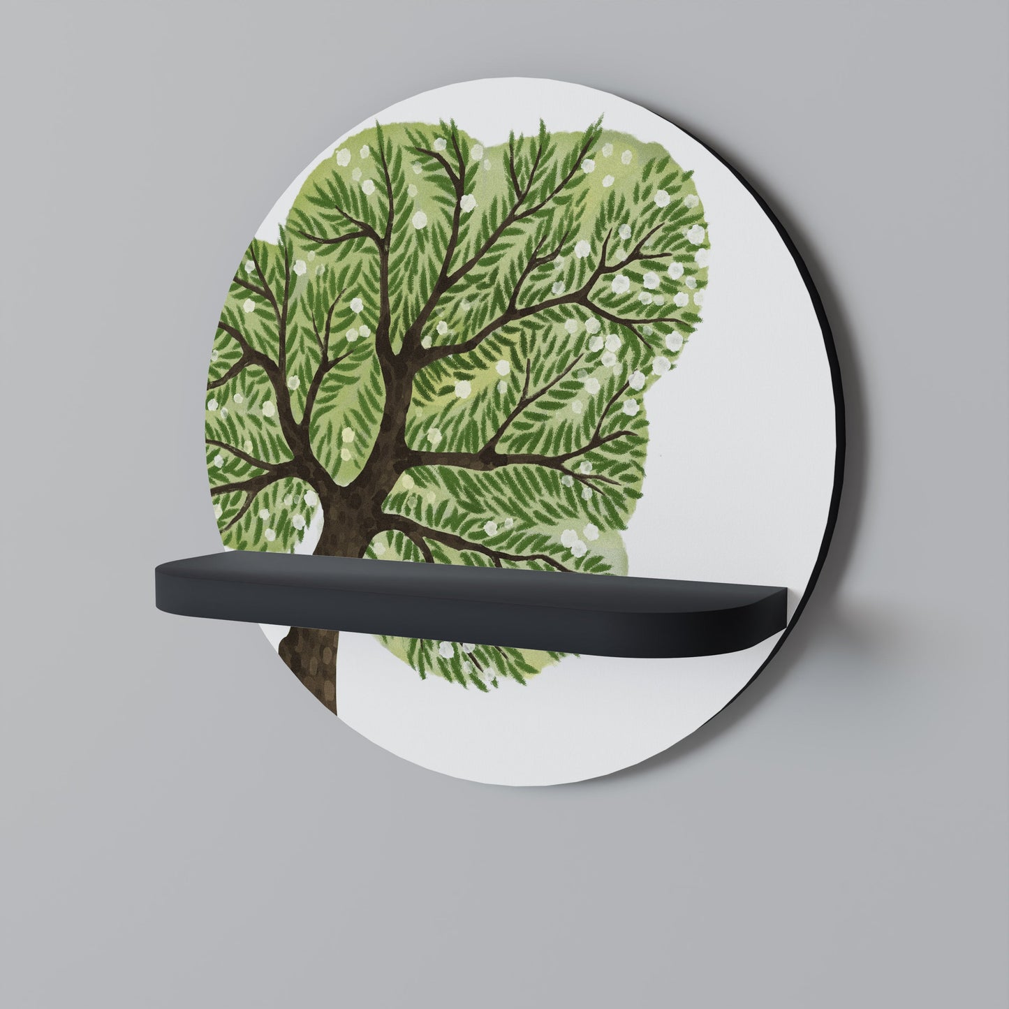 WILDERNESS DASH Round Art Shelf In Black Finish