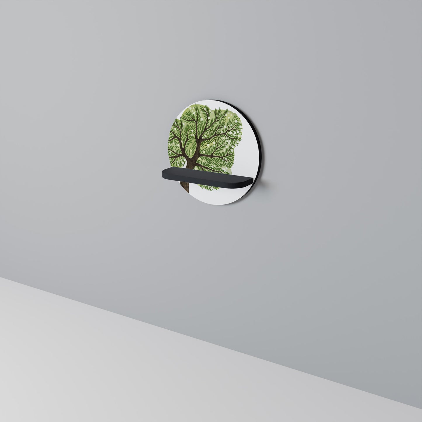 WILDERNESS DASH Round Art Shelf In Black Finish