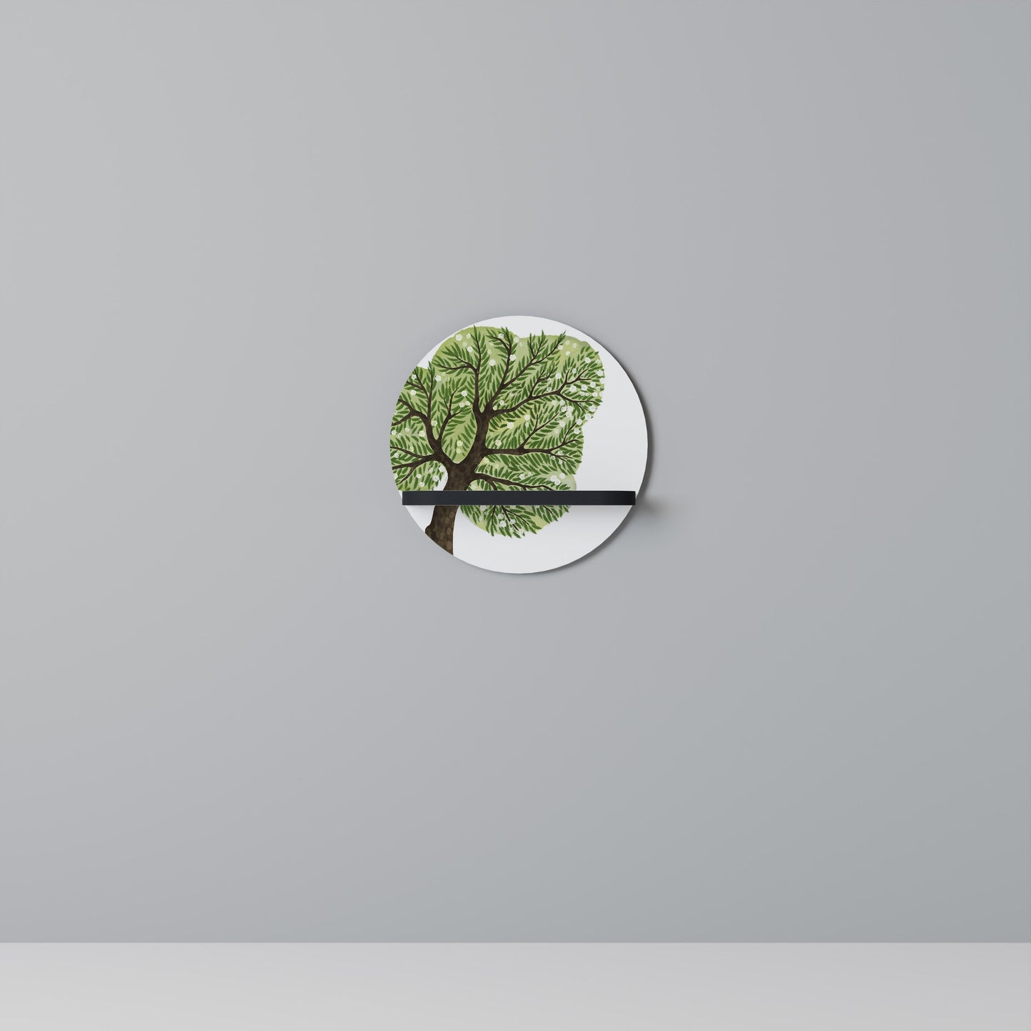 WILDERNESS DASH Round Art Shelf In Black Finish