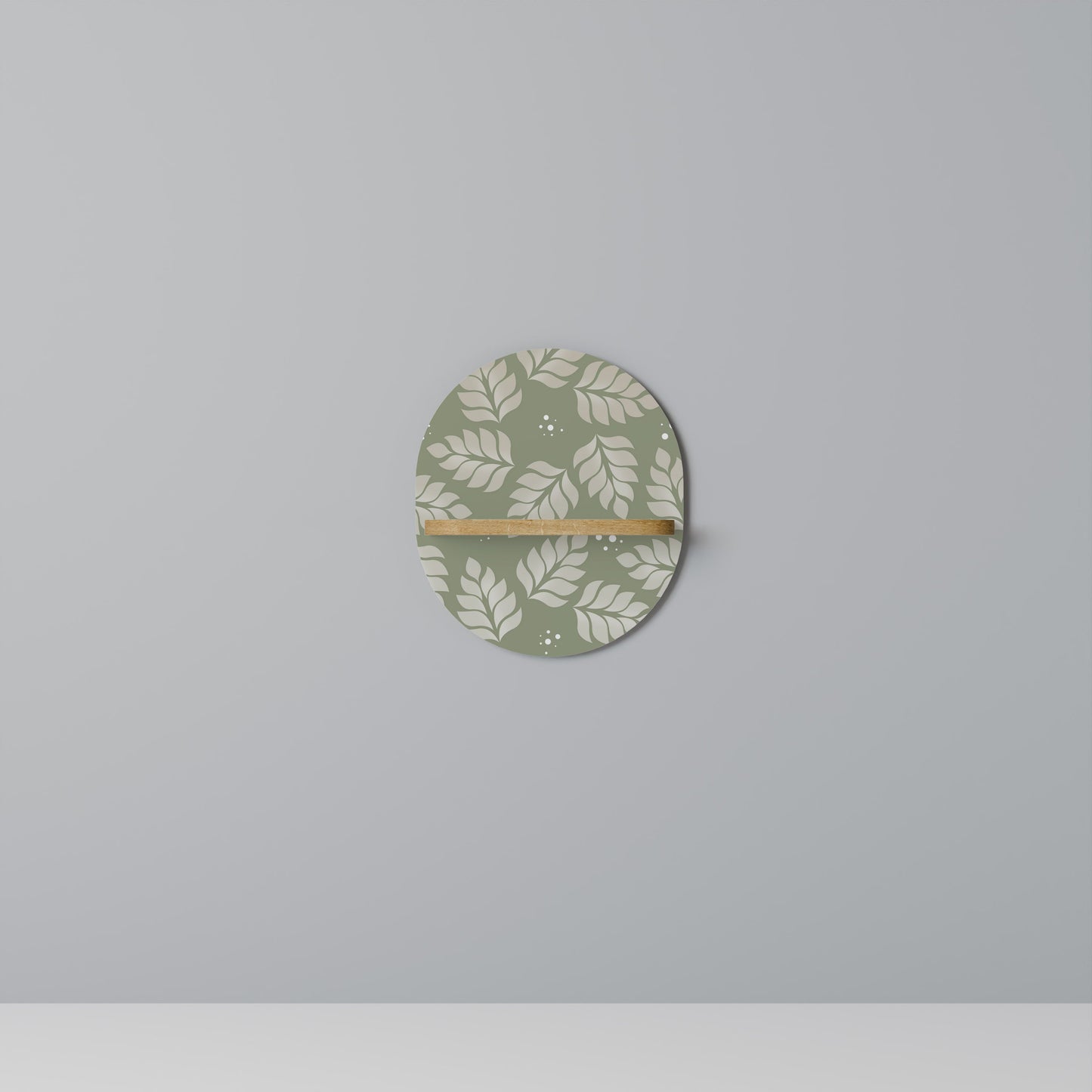 LEAVES ON GREEN Mensola Ovale Decorativa in Effetto Rovere