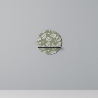 LEAVES ON GREEN Round Art Shelf In Black Finish