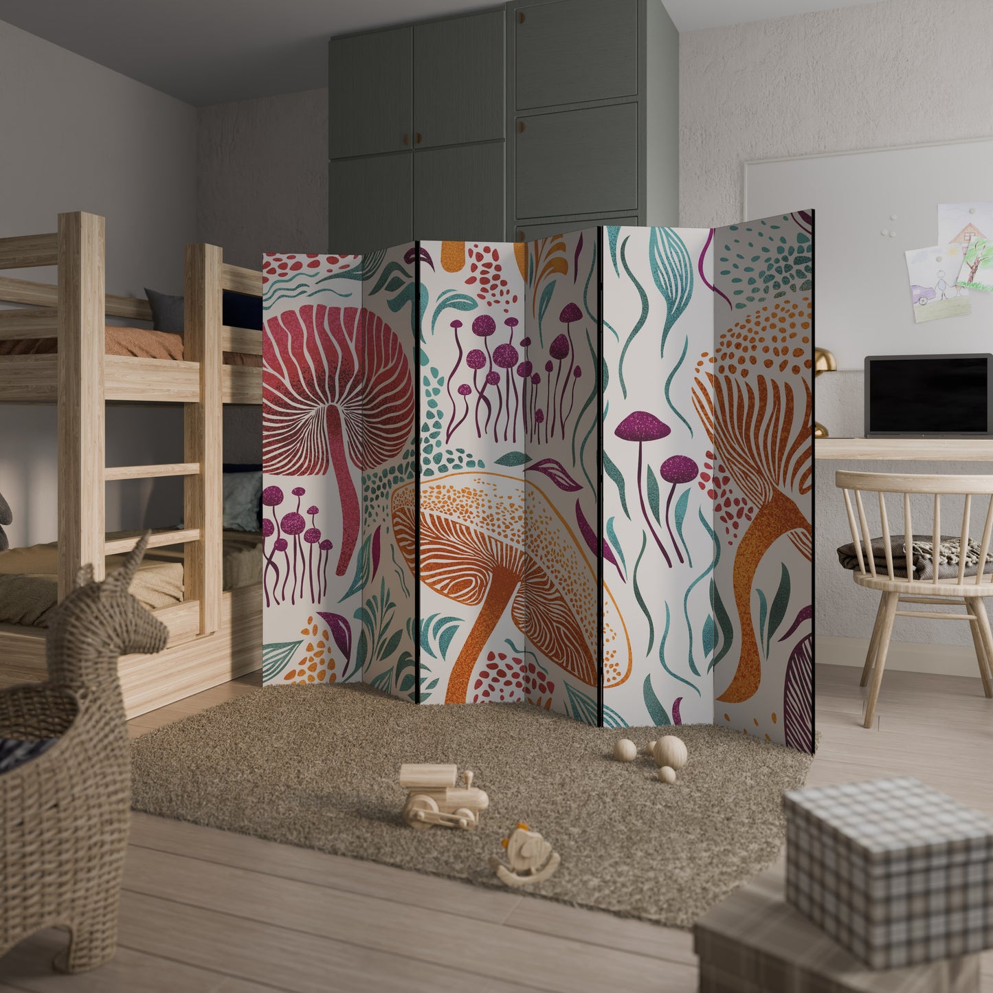 FUNGUS FANTASY Divisorio decorativo per ambienti a 6 pannelli