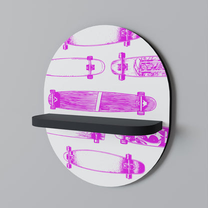 SKATEBOARD SKETCH Oval Art Shelf In Black Finish