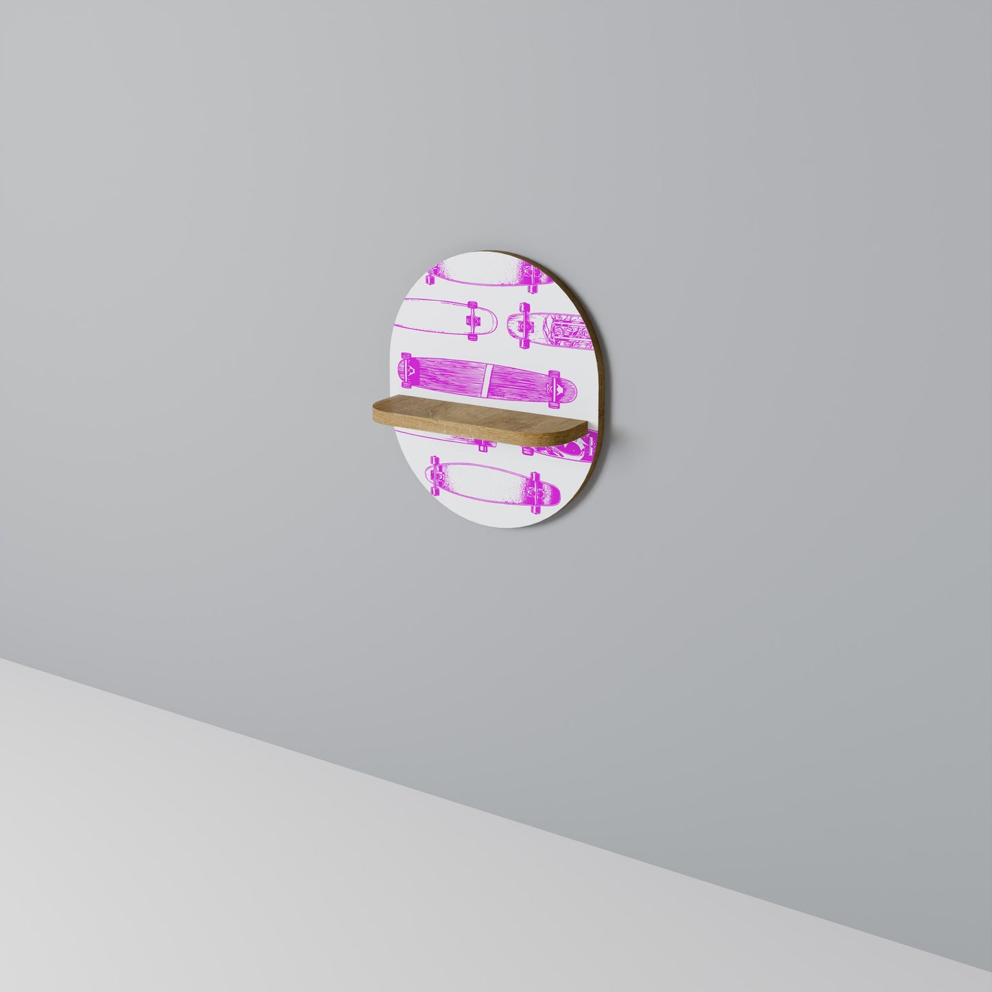 SKATEBOARD SKETCH Mensola Ovale Decorativa in Effetto Rovere