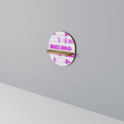 SKATEBOARD SKETCH Mensola Ovale Decorativa in Effetto Rovere