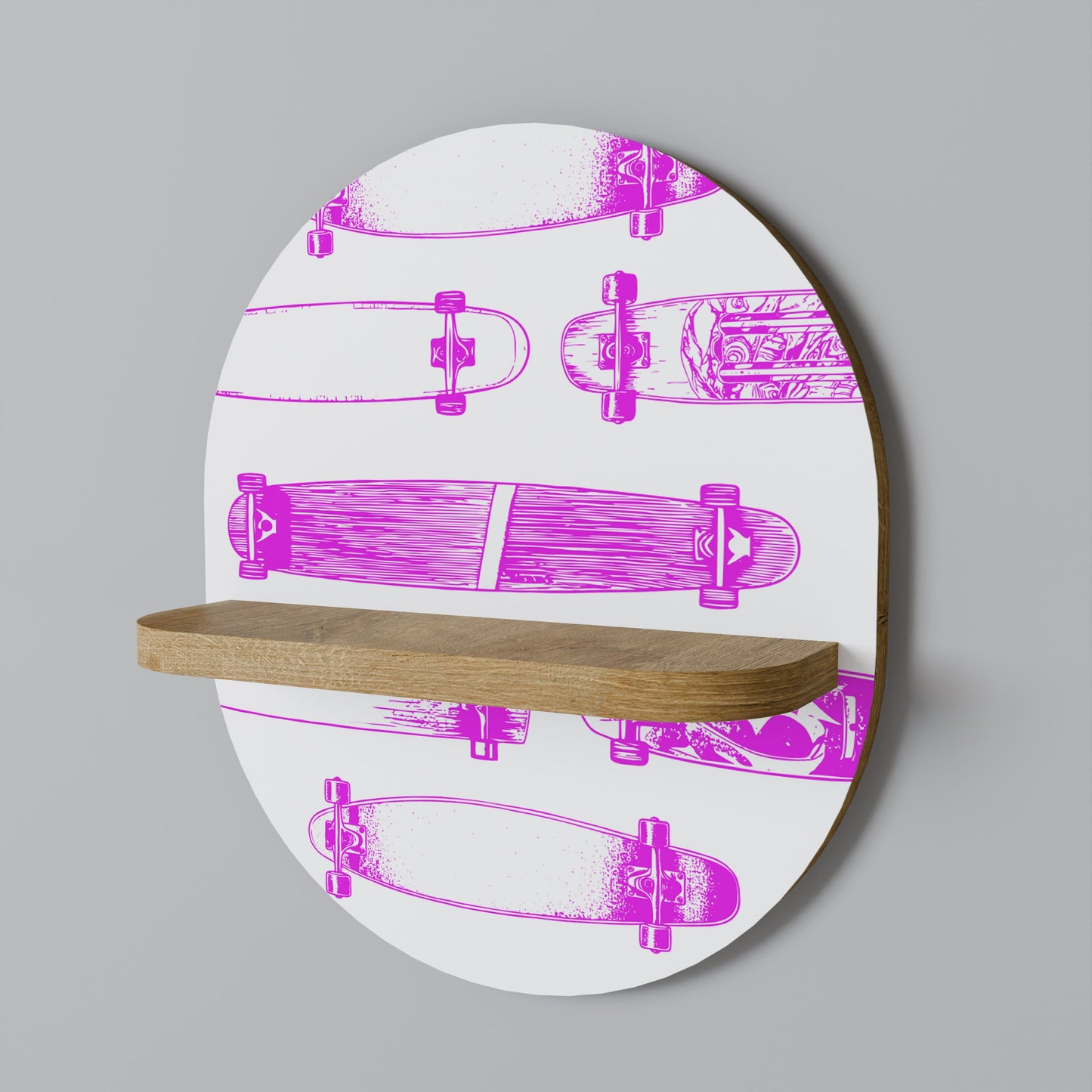 SKATEBOARD SKETCH Mensola Ovale Decorativa in Effetto Rovere