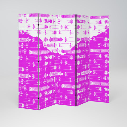 SKATEBOARD MAGENTA Decorative 5-Panel Room Divider
