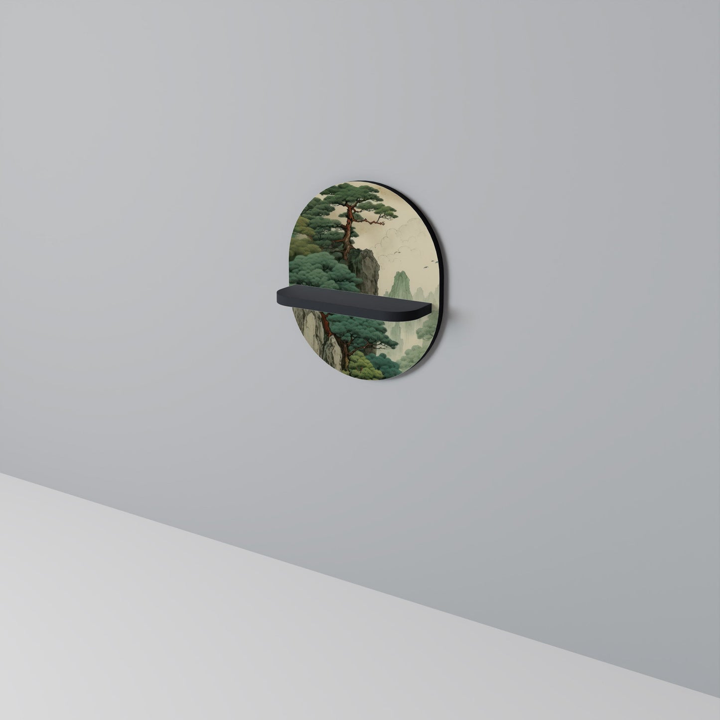 VERDURE ABYSS Oval Art Shelf In Black Finish