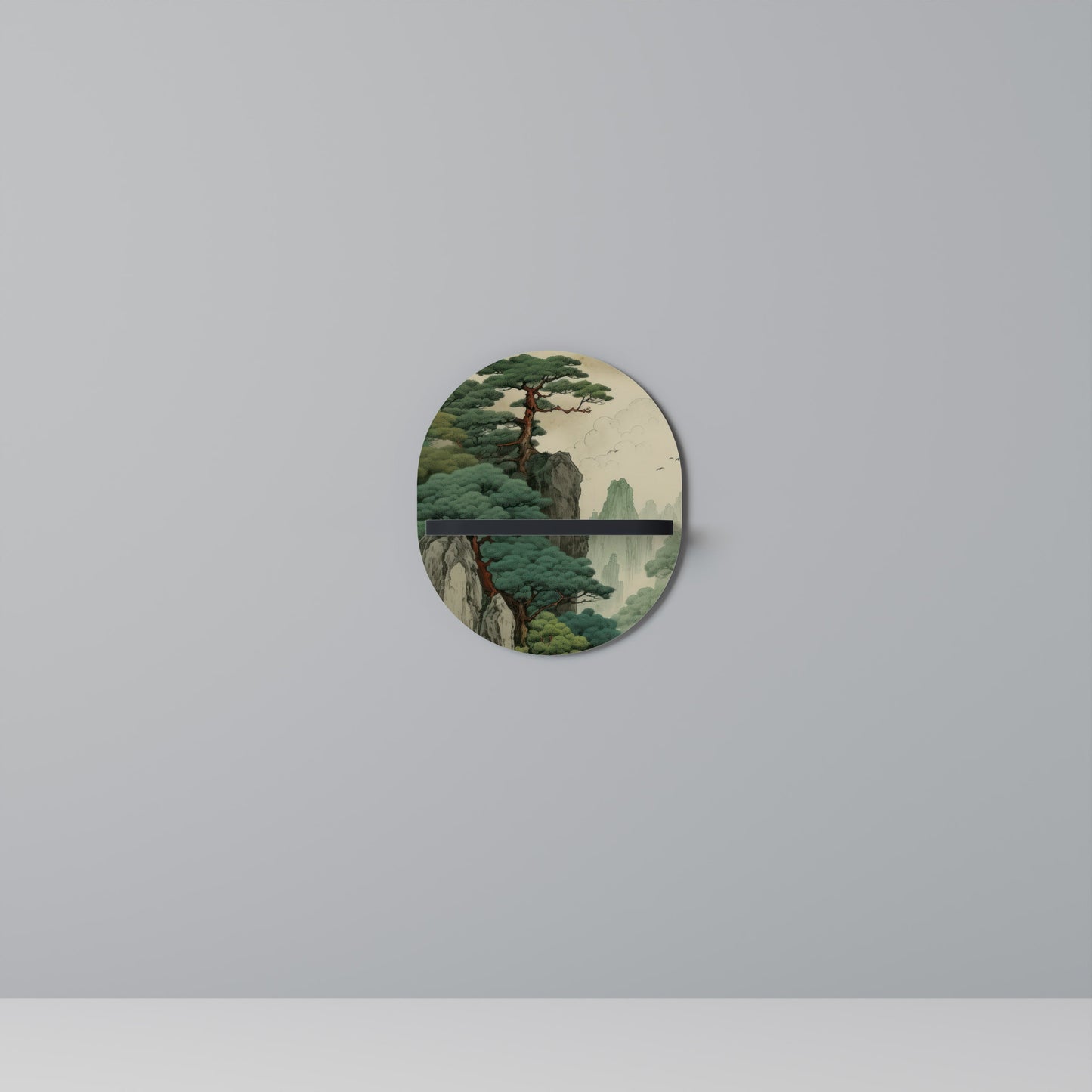 VERDURE ABYSS Oval Art Shelf In Black Finish