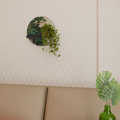 VERDURE ABYSS Round Art Shelf In Black Finish