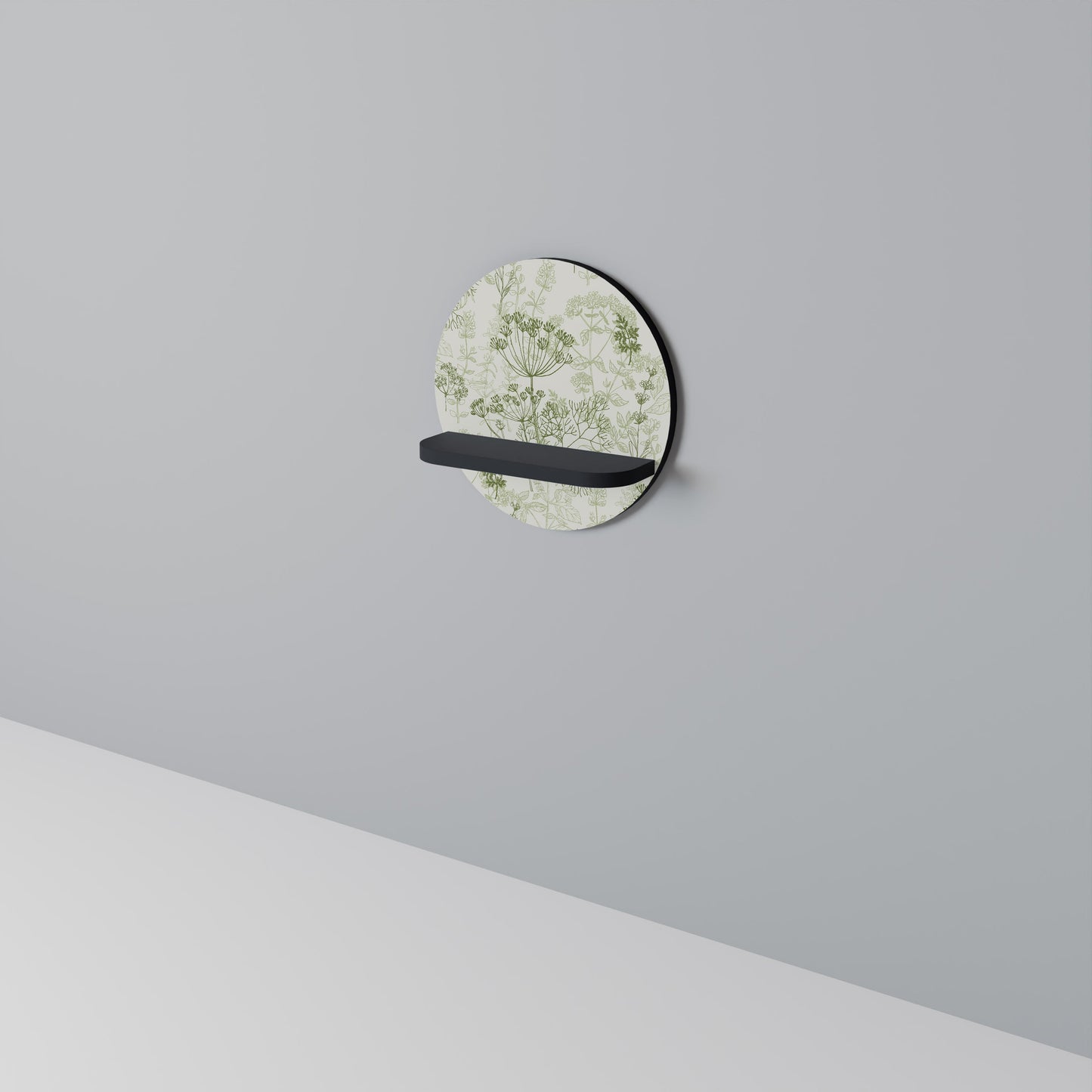 FENNEL BALDACHIN Round Art Shelf In Black Finish